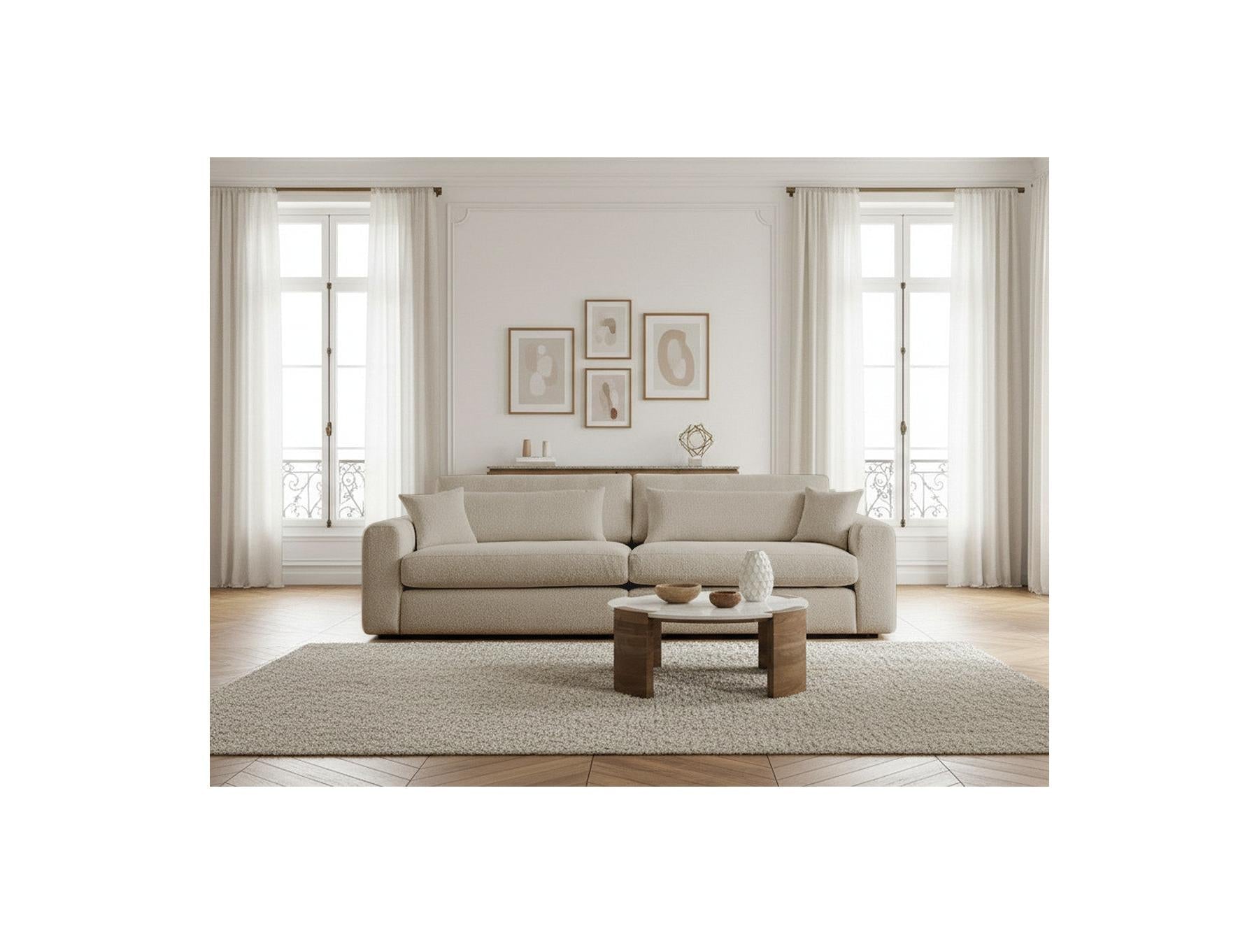 Belmont - Canapé Droit Fixe 3 Places - Tissu Bouclette