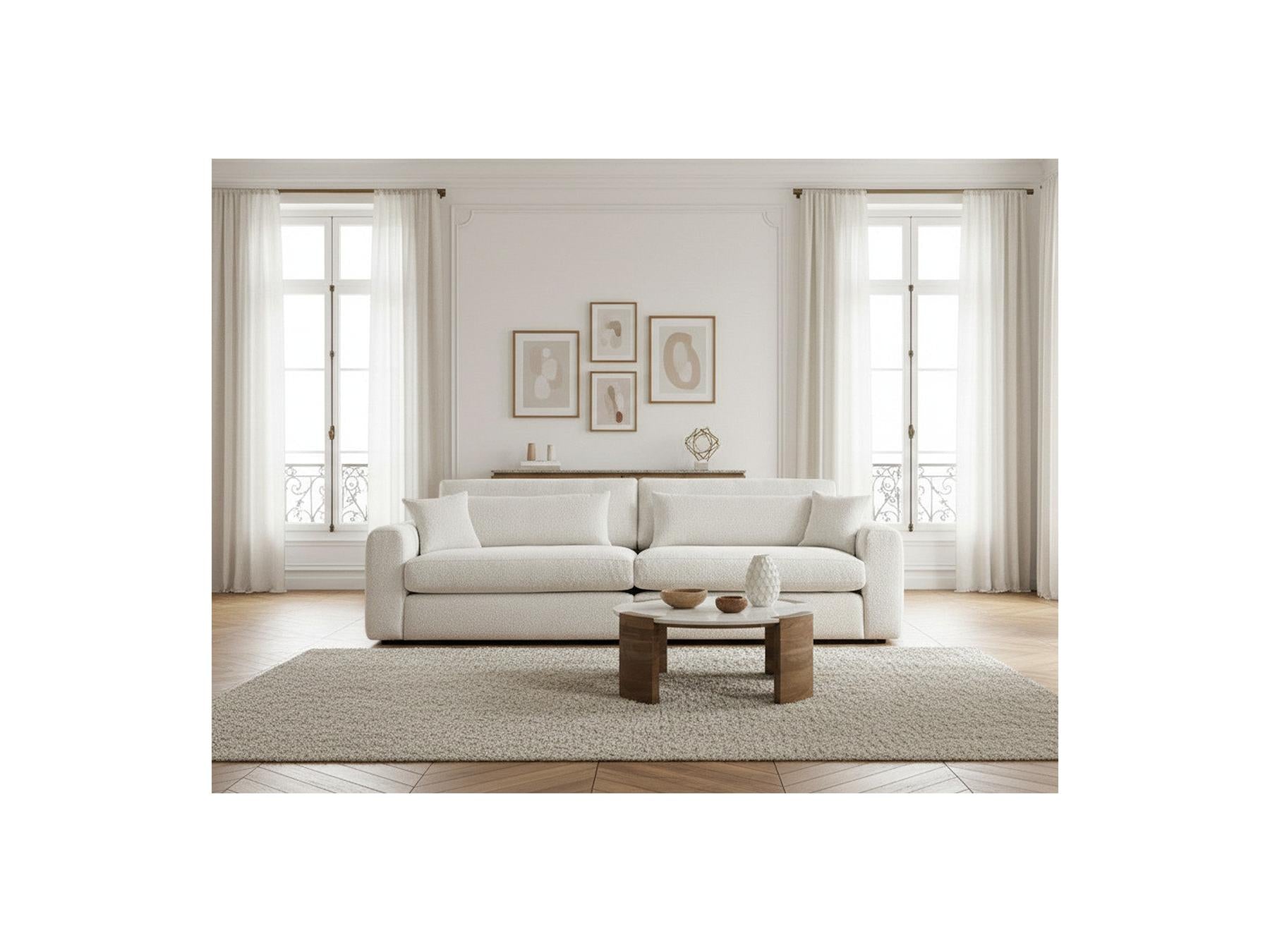 Belmont - Canapé Droit Fixe 3 Places - Tissu Bouclette
