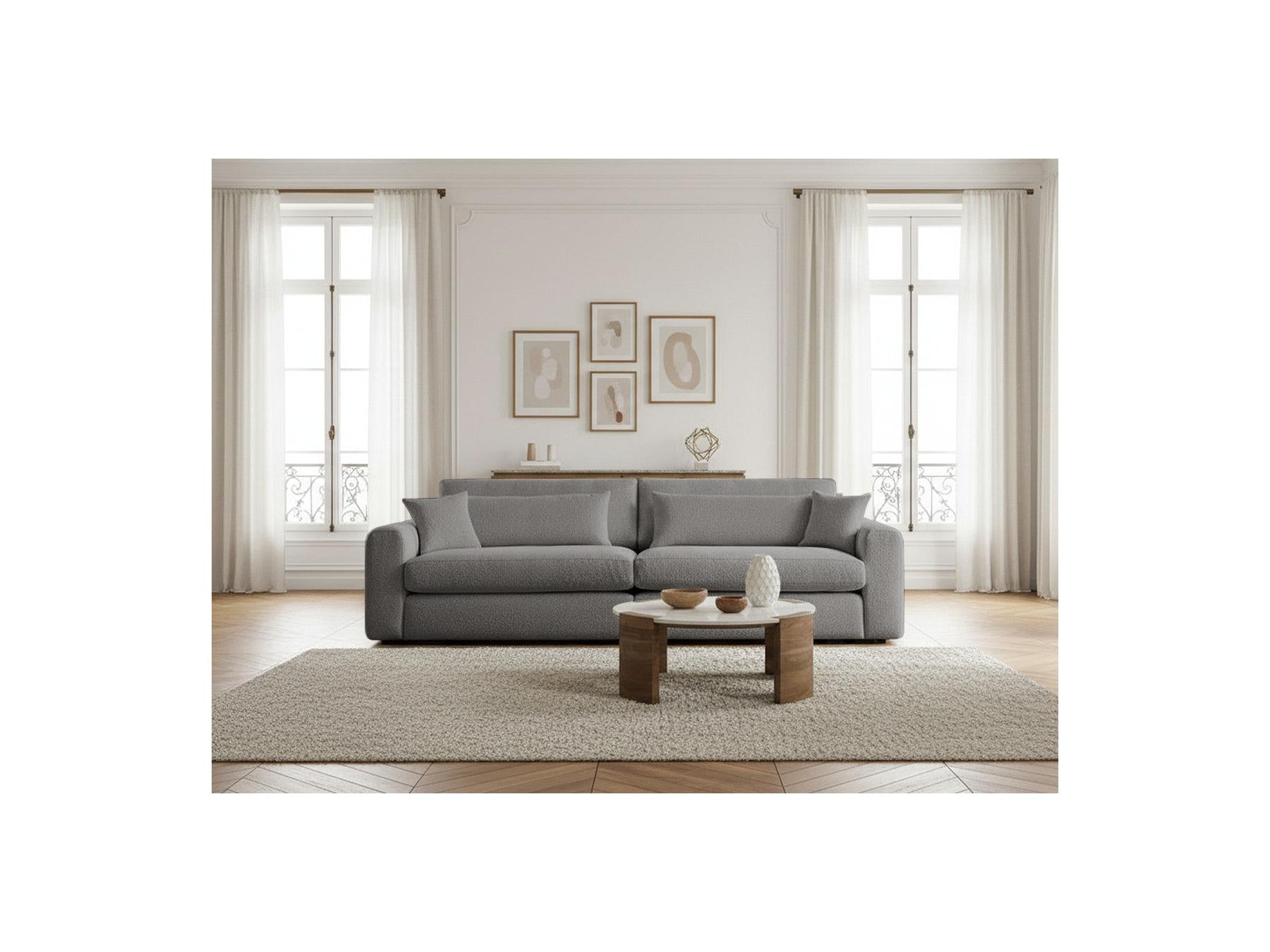 Belmont - Canapé Droit Fixe 3 Places - Tissu Bouclette