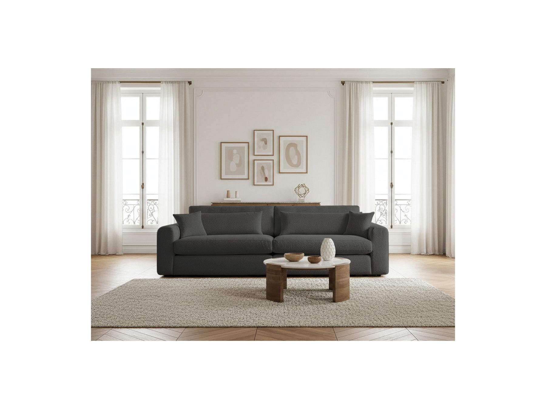 Belmont - Canapé Droit Fixe 3 Places - Tissu Bouclette