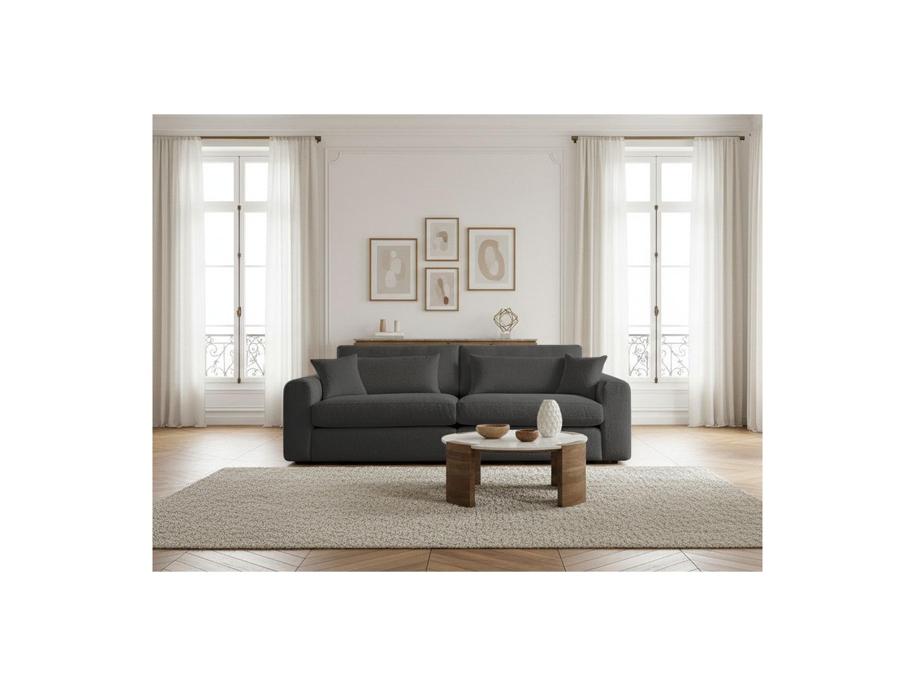 Belmont - Canapé Droit Fixe 2 Places - Tissu Bouclette