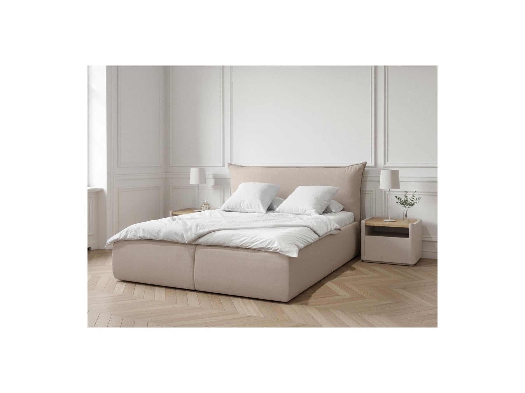 Jade - Lit Coffre Avec Tête De Lit Effet Oreiller