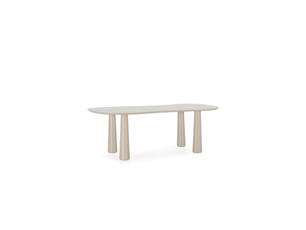 Sasha - Ensemble - Avec Table À Manger Ovale Beige + Chaises Mila Tissu Texturé - Lot De 6 Chaises