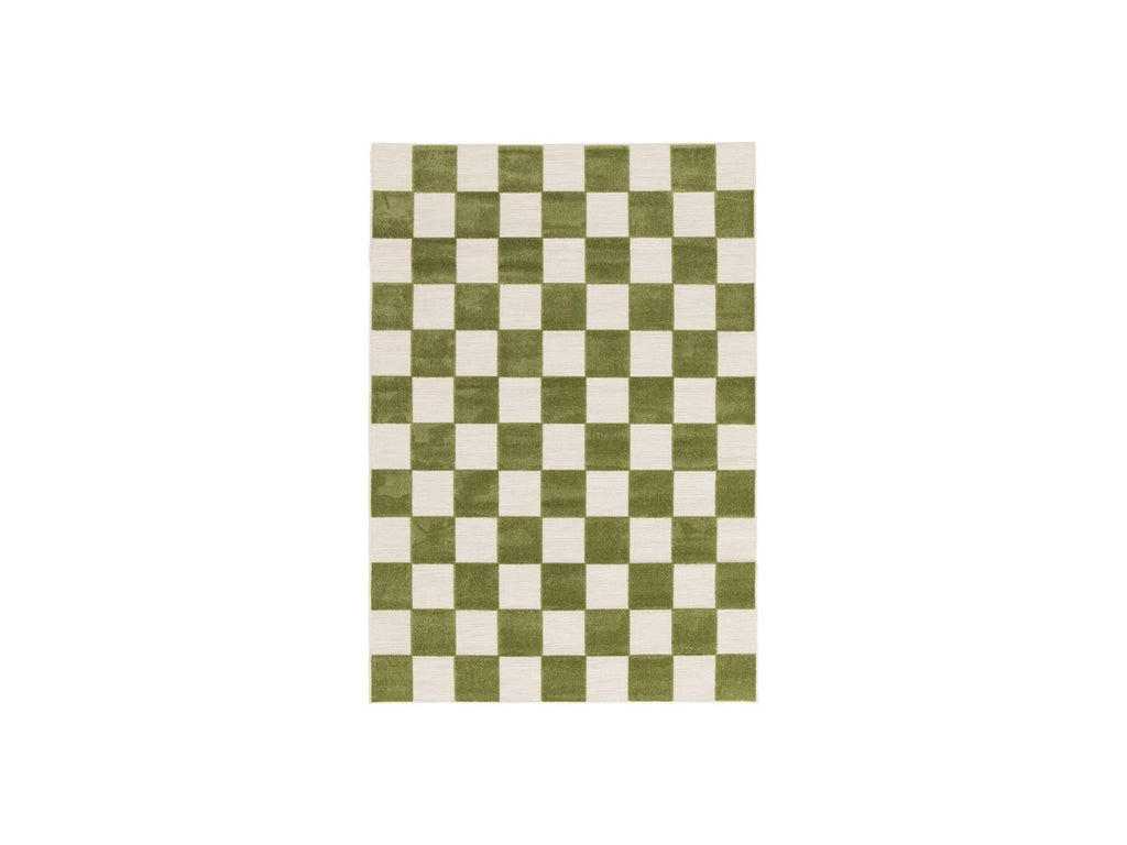 Gaelle - Tapis Poils Ras - Motif Damier - Vert