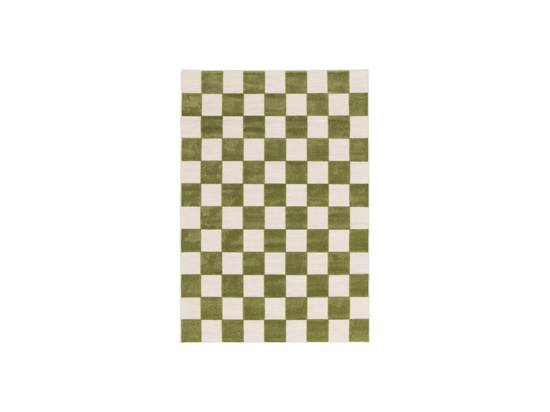 Gaelle - Tapis Poils Ras - Motif Damier - Vert