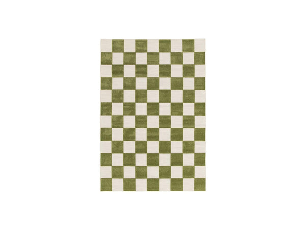 Gaelle - Tapis Poils Ras - Motif Damier - Vert
