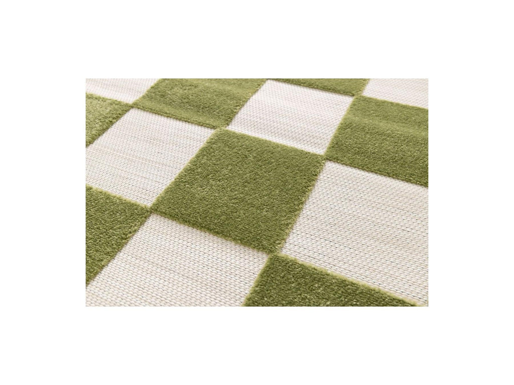 Gaelle - Tapis Poils Ras - Motif Damier - Vert