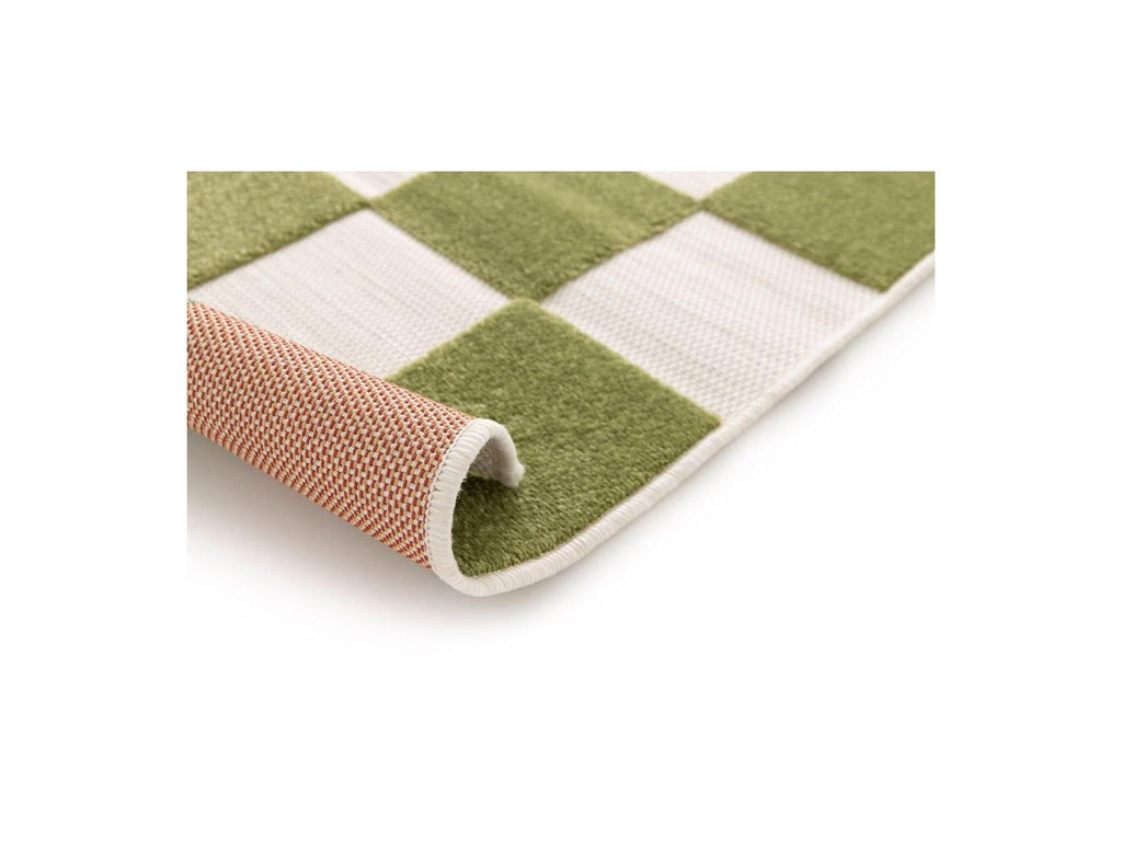 Gaelle - Tapis Poils Ras - Motif Damier - Vert