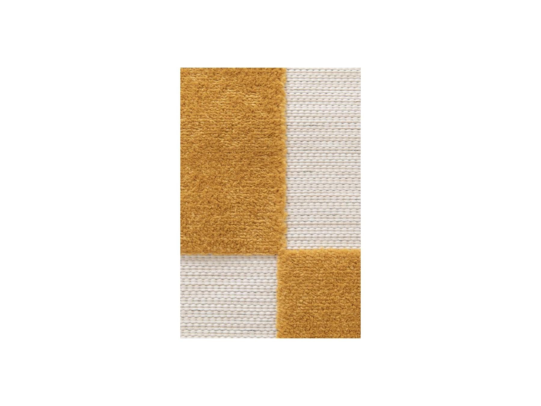 Gaelle - Tapis Poils Ras - Motif Damier - Jaune