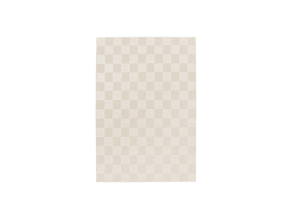 Gabrielle - Tapis Poils Ras - Motif Damier - Blanc