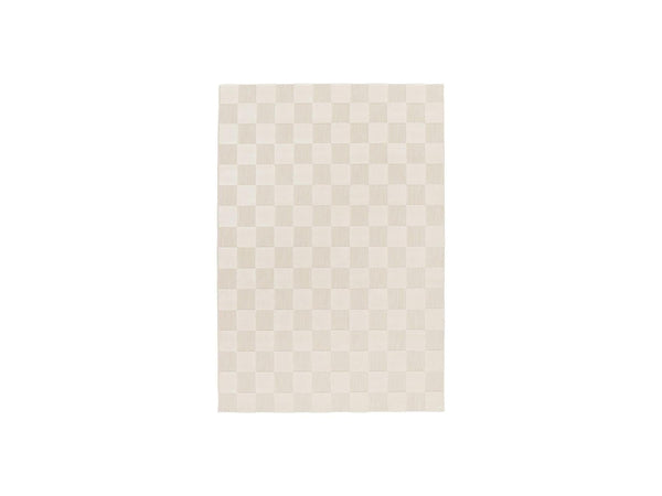 Gabrielle - Tapis Poils Ras - Motif Damier - Blanc