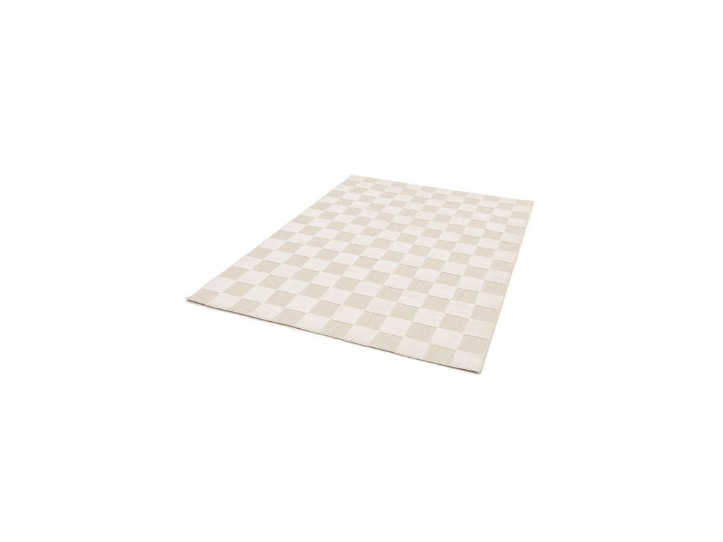 Gabrielle - Tapis Poils Ras - Motif Damier - Blanc