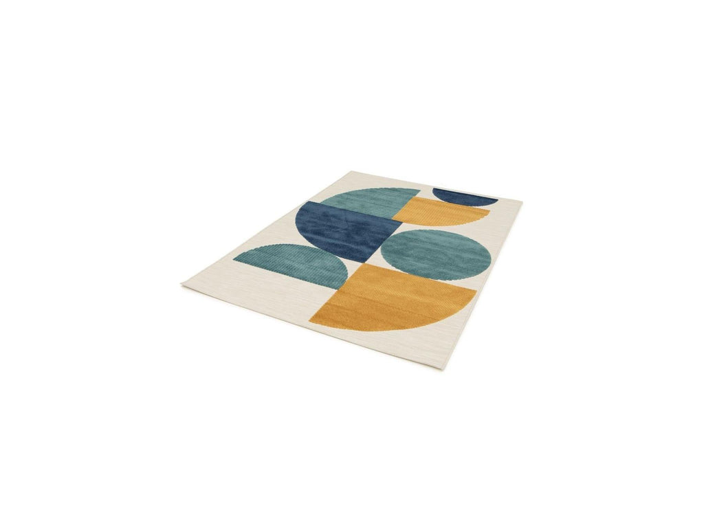 Eloi - Tapis Poils Ras - Motif Abstrait - Bleu