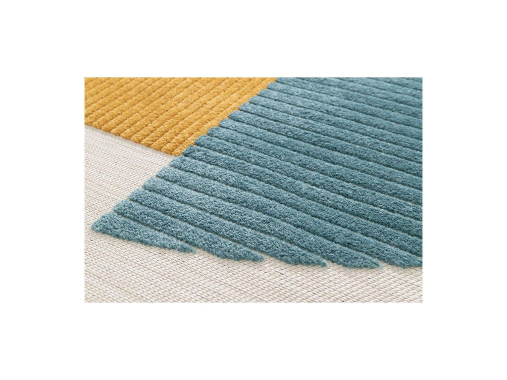 Eloi - Tapis Poils Ras - Motif Abstrait - Bleu