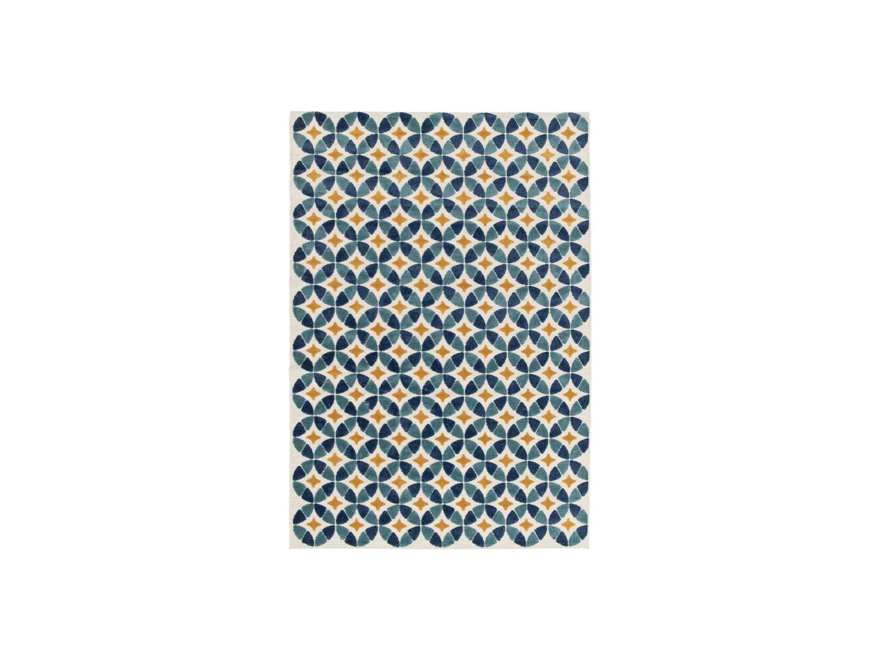 Isaure - Tapis Poils Ras - Motif Abstrait - Bleu
