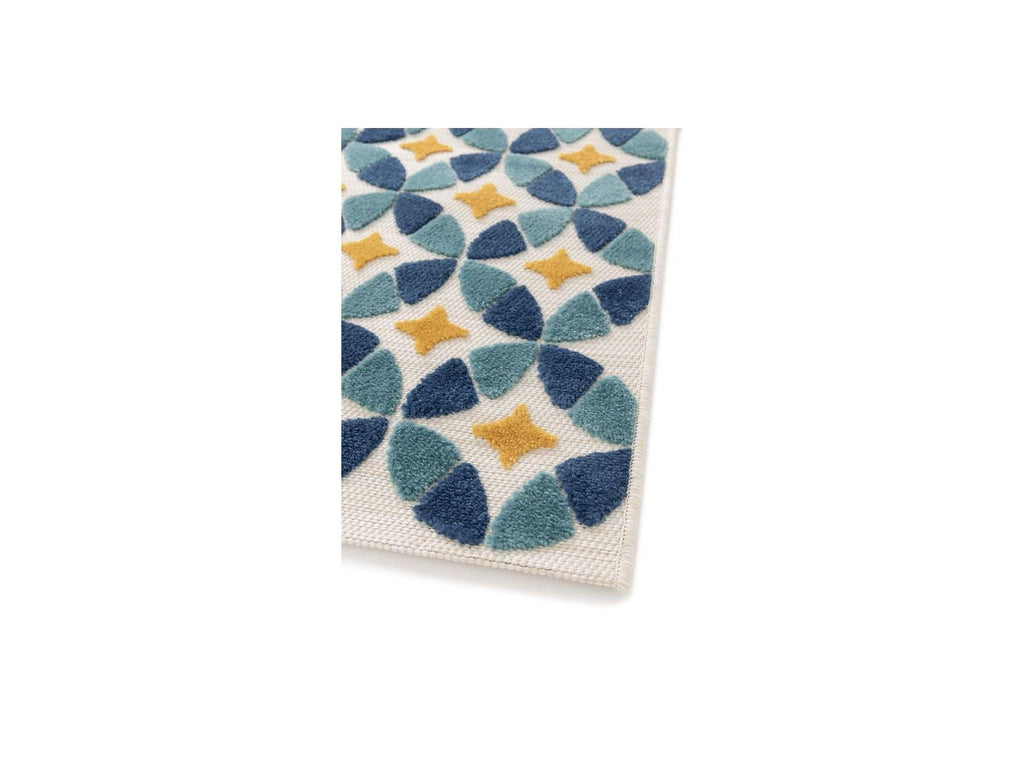 Isaure - Tapis Poils Ras - Motif Abstrait - Bleu