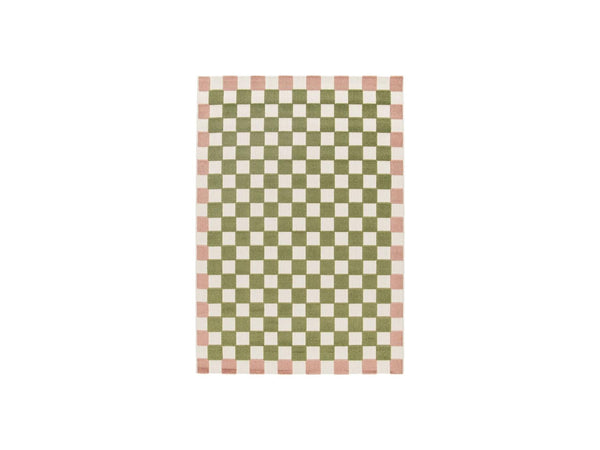 Myrlie - Tapis Poils Ras - Motif Damier - Vert