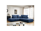 Jana - Canapé D'Angle Fixe Modulable Avec Têtières - Tissu Texturé Avec 2 Chauffeuses, 1 Angle Et 2 Poufs - Réversible
