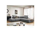 Jana - Canapé D'Angle Fixe Modulable Avec Têtières - Tissu Texturé Avec 2 Chauffeuses, 1 Angle Et 2 Poufs - Réversible