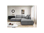 Jana - Canapé D'Angle Fixe Modulable Avec Têtières - Tissu Texturé Avec 2 Chauffeuses, 1 Angle Et 2 Poufs - Réversible