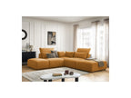 Jana - Canapé D'Angle Fixe Modulable Avec Têtières - Tissu Texturé Avec 2 Chauffeuses, 1 Angle Et 2 Poufs - Réversible