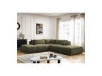 Jana - Canapé D'Angle Fixe Modulable Avec Têtières - Tissu Texturé Avec 2 Chauffeuses, 1 Angle Et 2 Poufs - Réversible