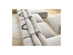 Jana - Canapé Panoramique Fixe Modulable Avec Têtières - Tissu Texturé Avec 2 Méridiennes, 2 Chauffeuses Et 1 Grand Pouf