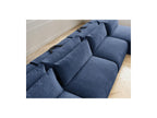 Jana - Canapé Panoramique Fixe Modulable Avec Têtières - Tissu Texturé Avec 2 Méridiennes, 2 Chauffeuses Et 1 Grand Pouf