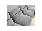 Jana - Canapé Panoramique Fixe Modulable Avec Têtières - Tissu Texturé Avec 2 Méridiennes, 2 Chauffeuses Et 1 Grand Pouf