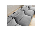 Jana - Canapé Panoramique Fixe Modulable Avec Têtières - Tissu Texturé Avec 2 Méridiennes, 2 Chauffeuses Et 1 Grand Pouf