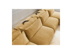 Jana - Canapé Panoramique Fixe Modulable Avec Têtières - Tissu Texturé Avec 2 Méridiennes, 2 Chauffeuses Et 1 Grand Pouf