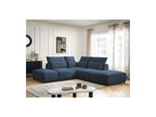 Jana - Canapé D'Angle Fixe Modulable Avec Têtières - Tissu Chiné Avec 2 Chauffeuses, 1 Angle Et 2 Poufs - Réversible