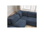Jana - Canapé D'Angle Fixe Modulable Avec Têtières - Tissu Chiné Avec 2 Chauffeuses, 1 Angle Et 2 Poufs - Réversible