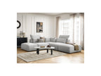 Jana - Canapé D'Angle Fixe Modulable Avec Têtières - Tissu Chiné Avec 2 Chauffeuses, 1 Angle Et 2 Poufs - Réversible
