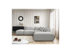 Jana - Canapé D'Angle Fixe Modulable Avec Têtières - Tissu Chiné Avec 2 Chauffeuses, 1 Angle Et 2 Poufs - Réversible