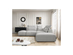 Jana - Canapé D'Angle Fixe Modulable Avec Têtières - Tissu Chiné Avec 2 Chauffeuses, 1 Angle Et 2 Poufs - Réversible