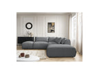 Jana - Canapé D'Angle Fixe Modulable Avec Têtières - Tissu Chiné Avec 2 Chauffeuses, 1 Angle Et 2 Poufs - Réversible
