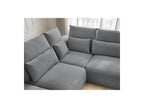 Jana - Canapé D'Angle Fixe Modulable Avec Têtières - Tissu Chiné Avec 2 Chauffeuses, 1 Angle Et 2 Poufs - Réversible