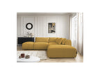 Jana - Canapé D'Angle Fixe Modulable Avec Têtières - Tissu Chiné Avec 2 Chauffeuses, 1 Angle Et 2 Poufs - Réversible