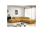 Jana - Canapé D'Angle Fixe Modulable Avec Têtières - Tissu Chiné Avec 2 Chauffeuses, 1 Angle Et 2 Poufs - Réversible