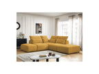 Jana - Canapé D'Angle Fixe Modulable Avec Têtières - Tissu Chiné Avec 2 Chauffeuses, 1 Angle Et 2 Poufs - Réversible