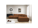 Jana - Canapé D'Angle Fixe Modulable Avec Têtières - Tissu Chiné Avec 2 Chauffeuses, 1 Angle Et 2 Poufs - Réversible