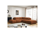 Jana - Canapé D'Angle Fixe Modulable Avec Têtières - Tissu Chiné Avec 2 Chauffeuses, 1 Angle Et 2 Poufs - Réversible