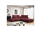 Jana - Canapé D'Angle Fixe Modulable Avec Têtières - Tissu Chiné Avec 2 Chauffeuses, 1 Angle Et 2 Poufs - Réversible