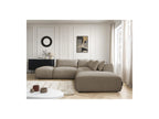 Jana - Canapé D'Angle Fixe Modulable Avec Têtières - Tissu Chiné Avec 2 Chauffeuses, 1 Angle Et 2 Poufs - Réversible