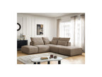 Jana - Canapé D'Angle Fixe Modulable Avec Têtières - Tissu Chiné Avec 2 Chauffeuses, 1 Angle Et 2 Poufs - Réversible