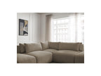 Jana - Canapé D'Angle Fixe Modulable Avec Têtières - Tissu Chiné Avec 2 Chauffeuses, 1 Angle Et 2 Poufs - Réversible