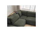 Jana - Canapé D'Angle Fixe Modulable Avec Têtières - Tissu Chiné Avec 2 Chauffeuses, 1 Angle Et 2 Poufs - Réversible