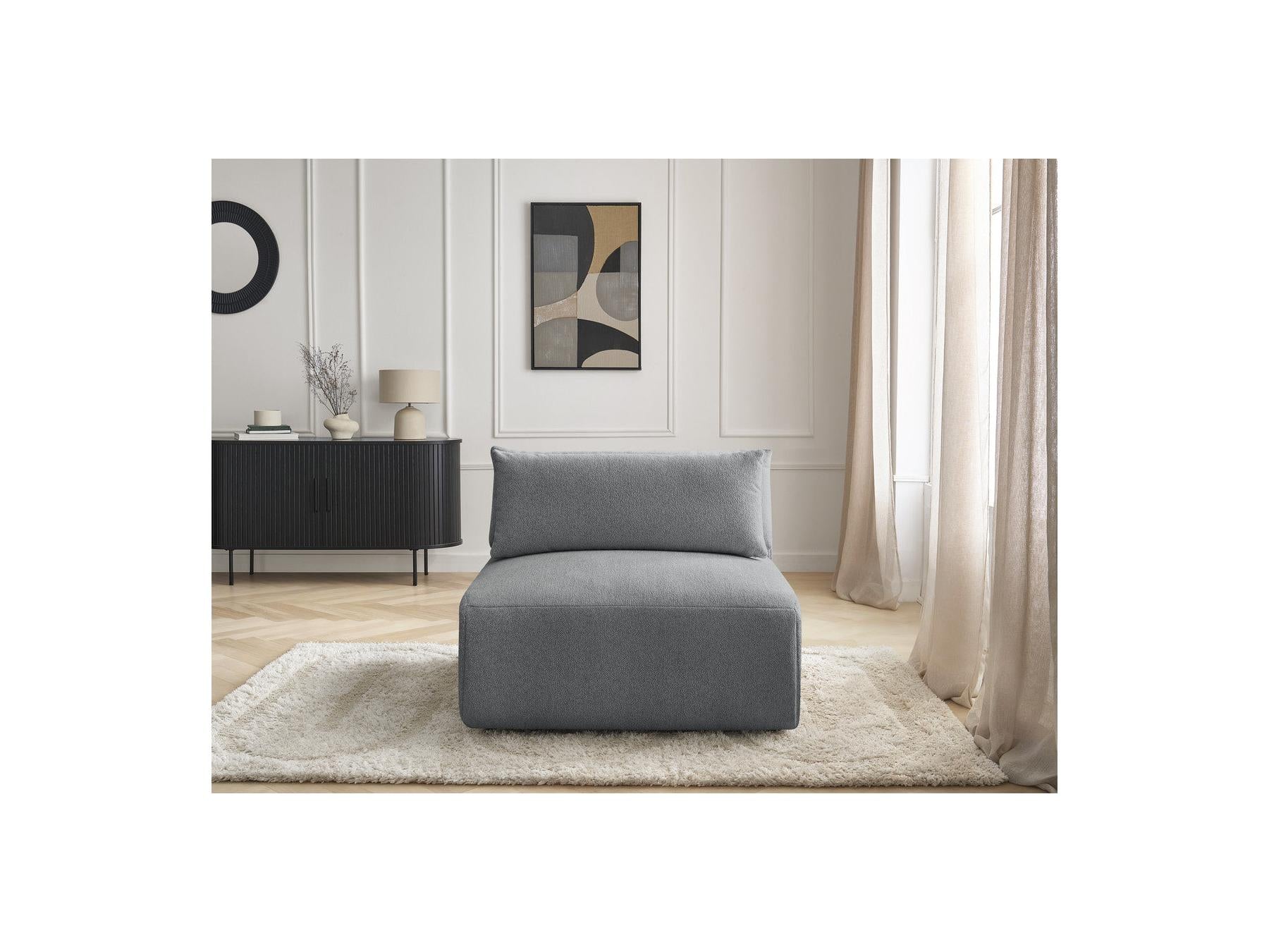 Jana - Chauffeuse 1 Place Avec Têtière Pour Canapé Modulable - Tissu Chiné