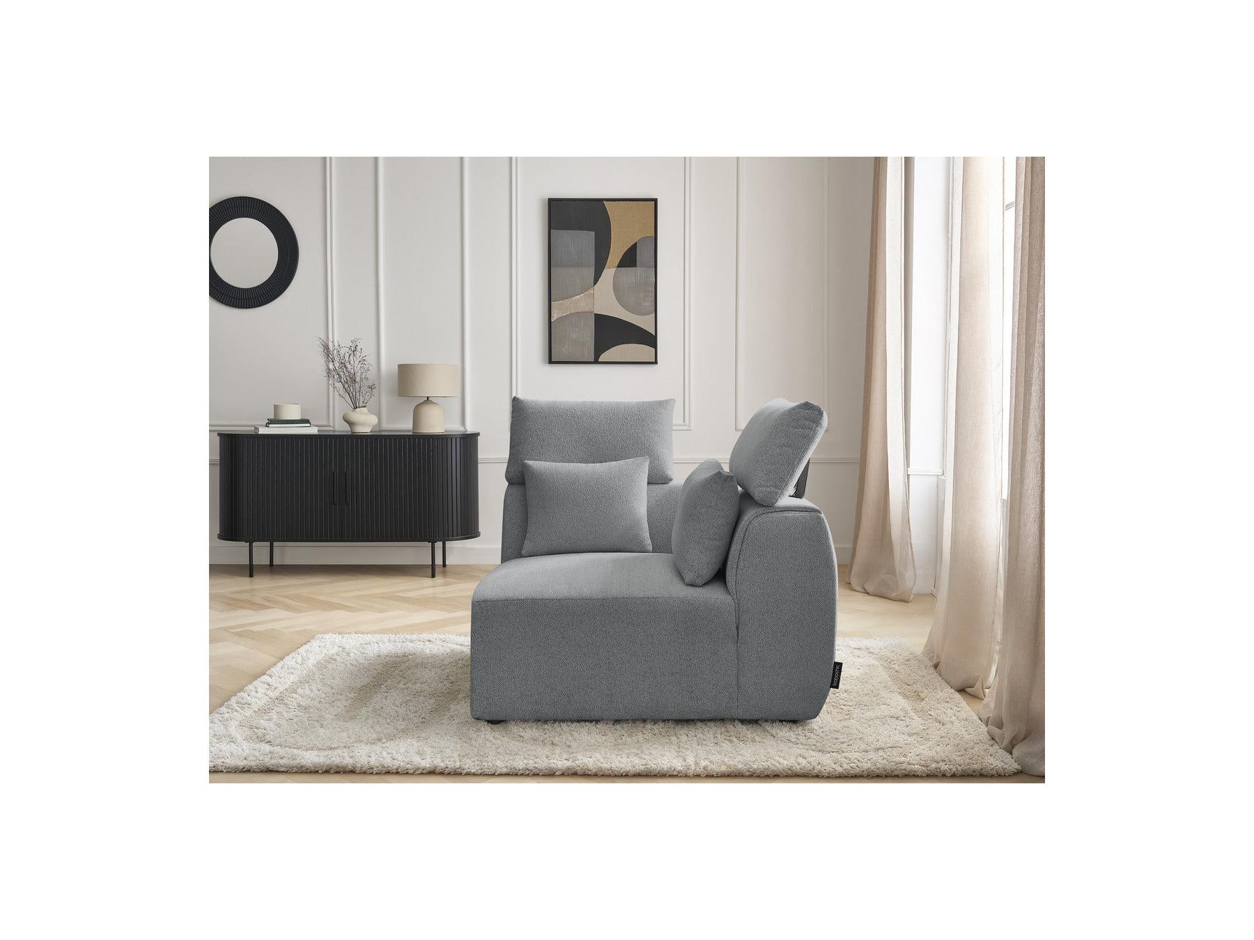 Jana - Angle Avec Têtière Pour Canapé Modulable - Tissu Chiné